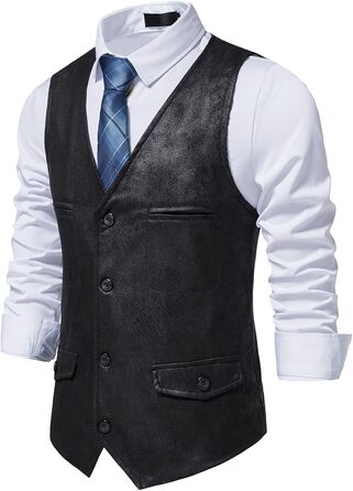 Чоловіча жилетка, формальна, без рукавів, V-подібний виріз, замша, бізнес-жилетка (XL, чорний)