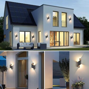 LED-стінна лампа для внутрішнього та зовнішнього використання, 10W, IP65, тепле біле світло 3000K, сучасний дизайн, декоративне освітлення для саду, вітальні, спальні, темно-сірий колір