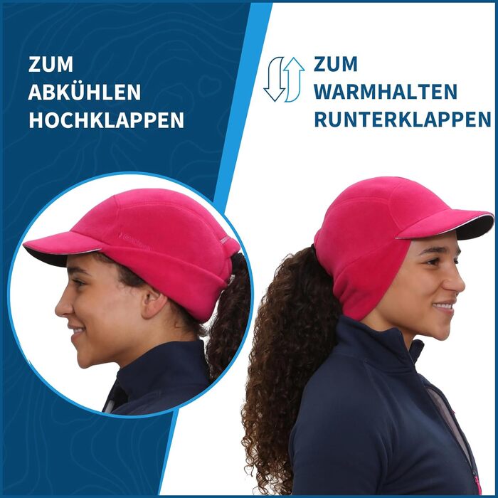 TrailHeads Fleece Sport Mütze Damen - Флісова шапка для жінок TrailHeads з отвором для хвостика, зимова шапка з світловідбиваючим краєм, універсальний розмір (Magenta)