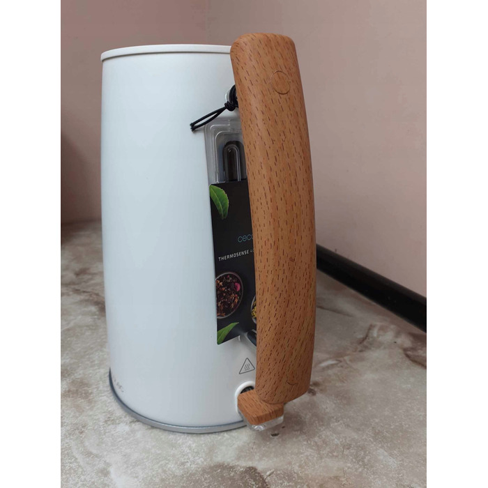 Електричний чайник Cecotec Thermosense 400 (білий з дерев'яними елементами), 3000 Вт, 1.7 л