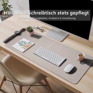 Офісний килимок для столу XXL з екошкіри Steingrau 80x40 см: Нековзний, водостійкий, для офісу та дому