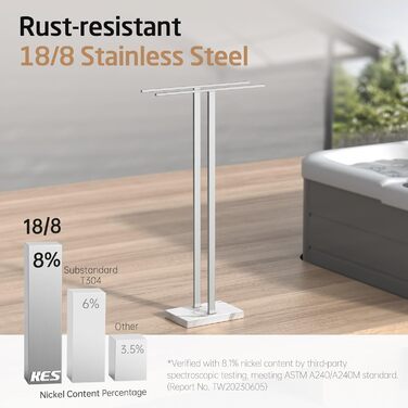 Підставка для рушників подвійна, настільна, з нержавіючої сталі, з мармуровою основою, 84 см, BTH217-2