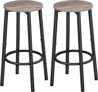 HOOBRO 2-Piece Bar Stool Set with Footrest - Industrial Style Metal Bar Stools for Kitchen, Restaurant, Bar - Vintage Brown & Black