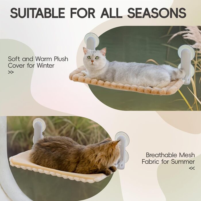 Кішка лежанка на вікно MEWOOFUN - розкладна, знімний чохол, сталевий каркас, до 18 кг