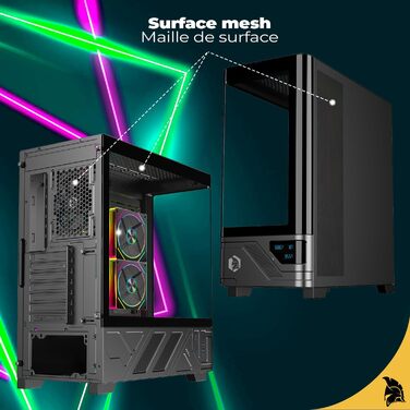 Корпус для ПК Empire Gaming ECM252 Mid Tower з цифровим дисплеєм (температура CPU/GPU, RPM) - 3 ARGB вентилятори - ATX/Micro-ATX/ITX - USB C (Чорний)