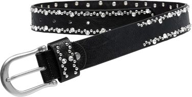 Жіночий ремінь Caspar GU292 з декором стразами та заклепками, чорний (75 см, обхват талії 68-76 см)