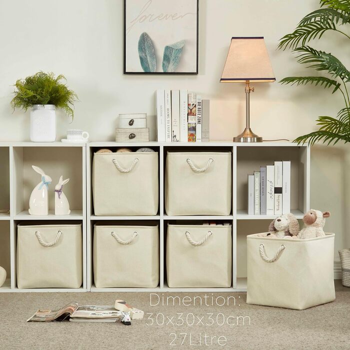 Mangata складна коробка для зберігання 30x30x30 см з ручками, тканинний кошик для полиць, шафи та одягу, набір 3 шт., світло-бежевий, хакі-білий