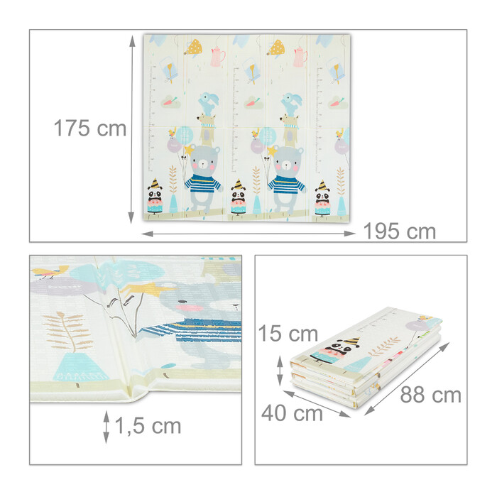Relaxdays Foldable Play Mat with Animals