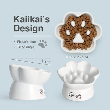 Миска для собак та котів Kaiikais Slow Feeder, 240 мл, кераміка, піднята, для повільного годування