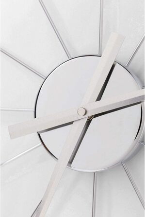 Kare Design Wall Clock Like Umbrella, 100cm Diameter, Clock, Modern, Minimalist, Aluminum Frame, Round, Battery not included (Silver)