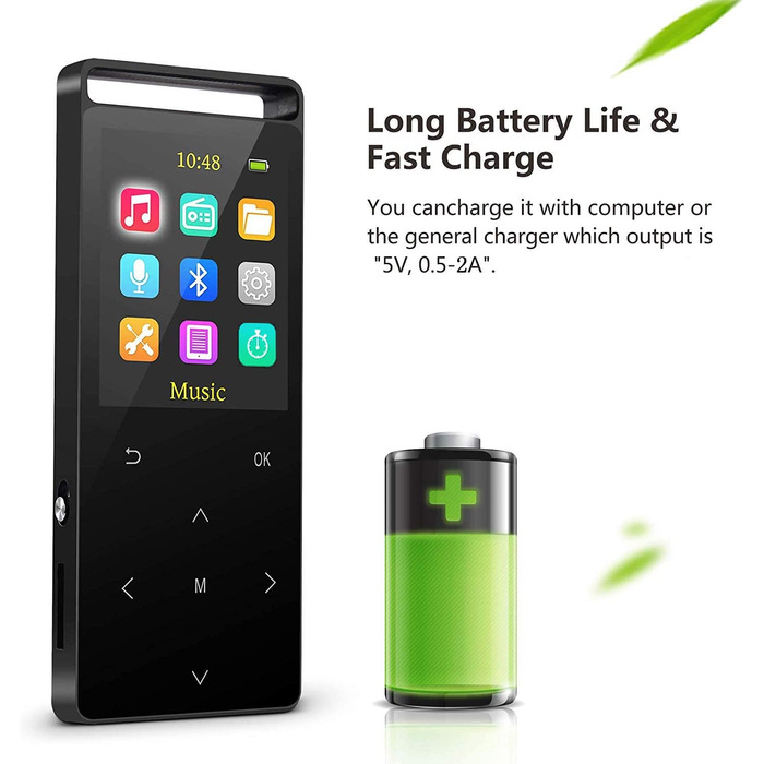 MP3-плеєр 64GB MUSRUN з Bluetooth, HiFi, AUX-запис, FM-радіо, чорний матовий