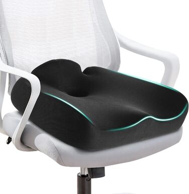 Подушка для сидіння з піни Memory Foam SKYNY для офісного крісла, авто, інвалідного візка - велика, знімний нековзкий чохол, комфорт на весь день
