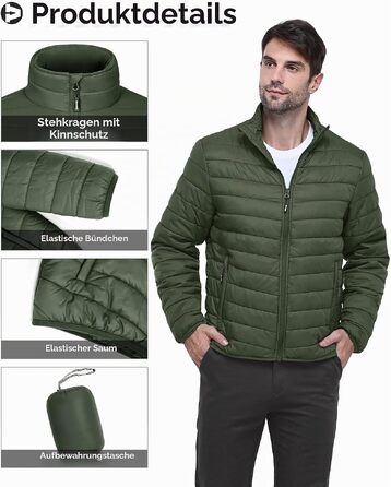 Чоловіча тепла куртка-пуховик Outdoor Ventures, компактна стібана куртка темно-синього кольору (3XL, Армійський зелений)