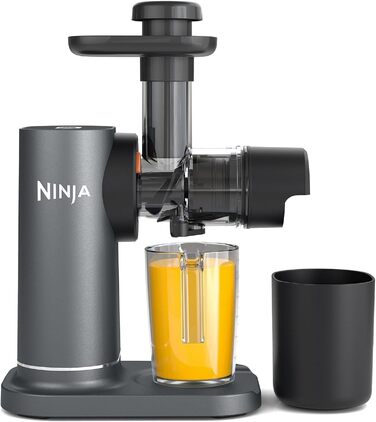 Шнекова соковижималка Ninja JC151UK для свіжих соків та напоїв, глечик 700 мл, контейнер для м'якоті 1.1 л, компактна, сіра