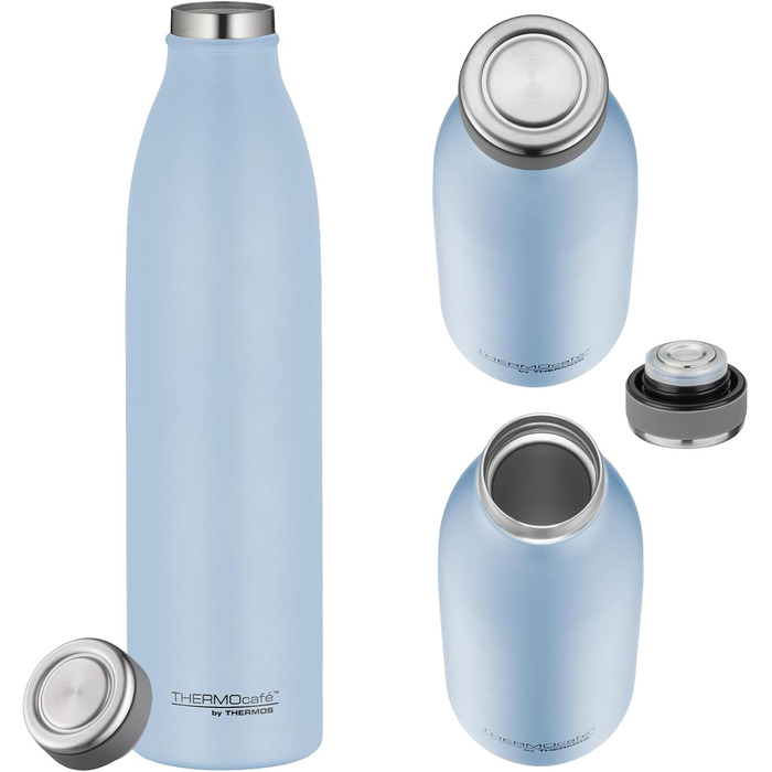 Термокава THERMOcafé by THERMOS TC Bottle 0.75л з нержавіючої сталі, ізотермічна пляшка, стійка до газу, 12 годин гаряче, 24 години холодне, не протікає, для школи, подорожей та офісу (Pastel Water Mat, 750 мл)