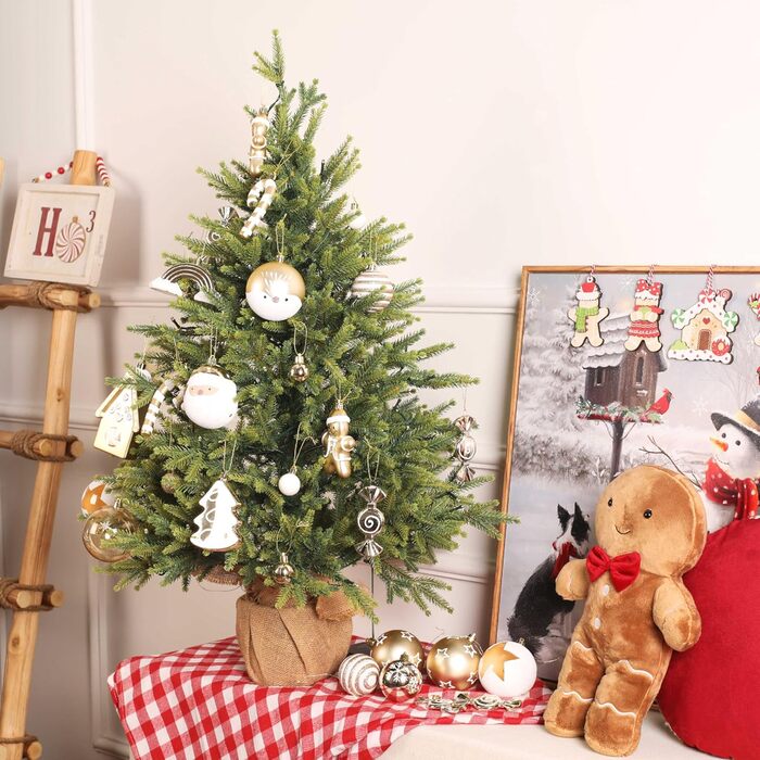 Набір прикрас на ялинку Alupssuc 65 шт. - ялинкові кулі, 4-14 см, пластик, білий, золотий, з нитками для підвішування