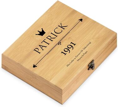 Maverton Wine Opener Set Personalized Wine Set Sommelier Set - Gift Box Wooden Box + 6-Piece Wine Accessory Set - Made of Bamboo - Brown - Birthday Gift for Men - (King)