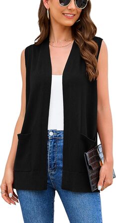 Жіночий кардиган з довгим рукавом: м'який в'язаний светр-жилет з кишенями (S-3XL)