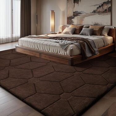 Килим для вітальні та дитячої кімнати, 275x370 см, короткий ворс, антиковзаюча підкладка, миючий, сірий/коричневий