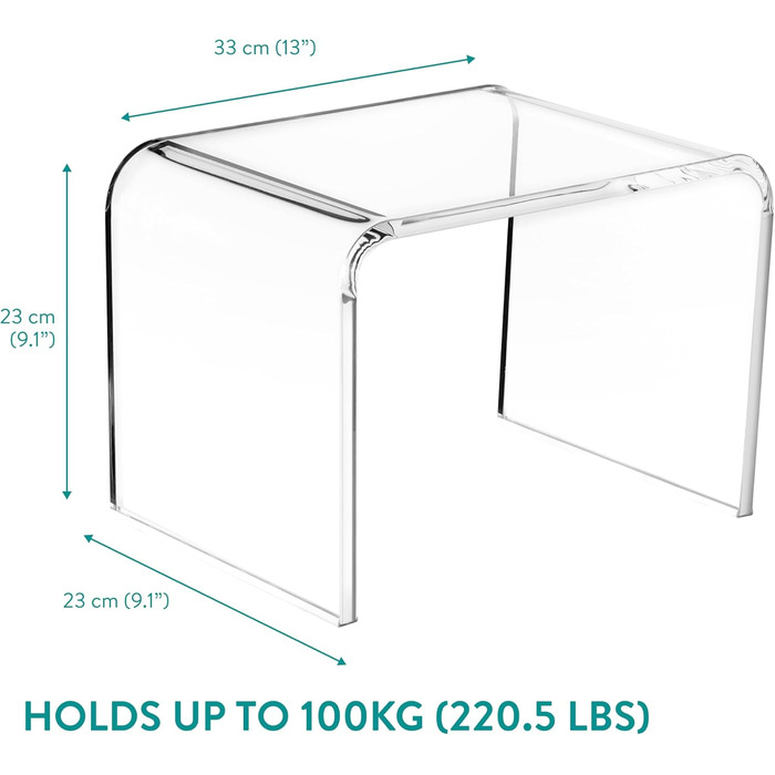 Navaris Acrylic Shower Stool modern - Bathroom stool for the shower - Ideal as a shower chair, bathroom stool, bathroom seat - Stool for shower - Seat stool bathroom - Chair Transparent
