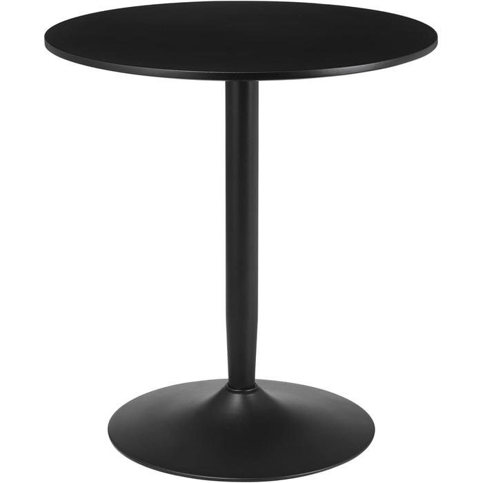 HOMCOM Dining Table, Round Kitchen Table, Modern Dining Table for 2 People, Bar Table Pedestal Table with Steel Leg, Non-Slip Foot Pad, Coffee Table for Living Room, Ø70 x 75 cm, Black 70L x 70W x 75H cm Black