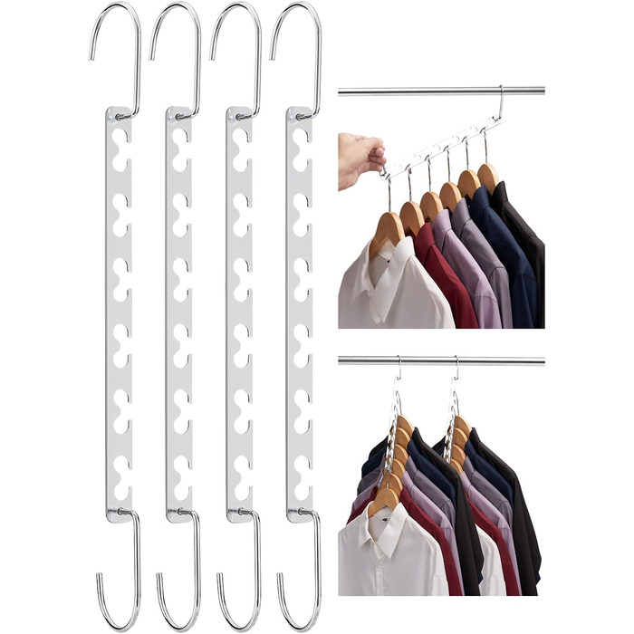 Набір з 4 металевих вішалок HOUSE DAY: економія місця, неслизьке покриття, для шафи, організація простору, ідеально як подарунок