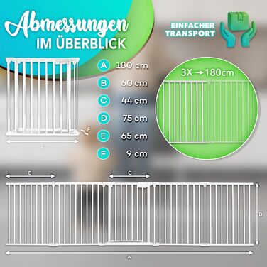 Захист для каміну KIDUKU®: металеві ворота-решітка, складна конструкція, 10 елементів (180 см, білий)