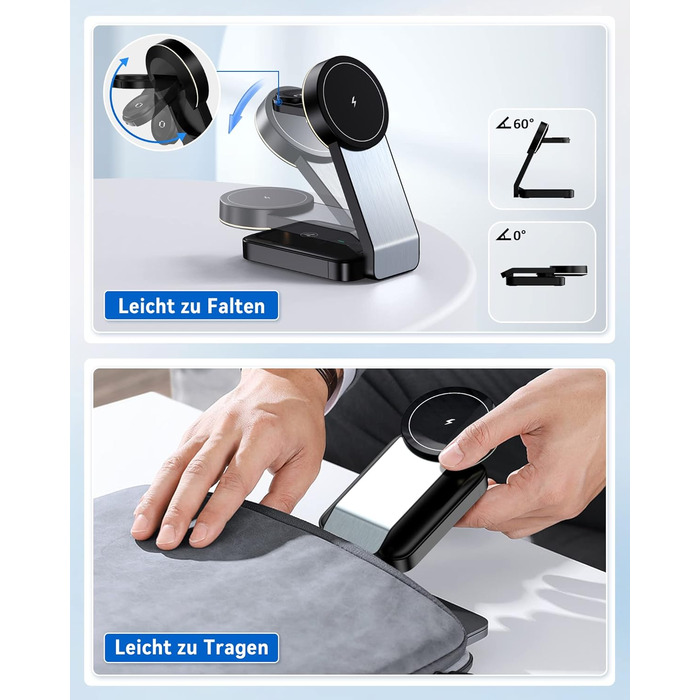 3-в-1 Станція Бездротової Зарядки: iPhone, Apple Watch, AirPods (Біла/Чорна)