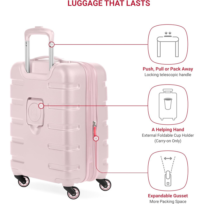 Валіза SwissGear 7366 Hardside з розширенням та спін-колесами (Carry-On 19 дюймів, рожевий)
