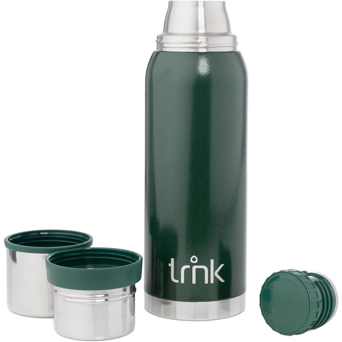 Термос Outdoor Arktis 2 - 1200 мл, нержавіюча сталь, BPA-free, 32 год, 2 стаканчики, для активного відпочинку, зелений