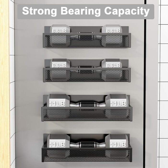 Магнітна полиця для спецій на холодильник, 4 шт. Магнітна органайзер для холодильника з 8 рухомими гачками, для організації та зберігання спецій