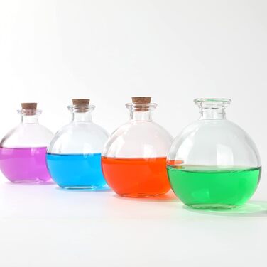 Magic Season Decorative Glass Bottle with Cork Stopper (260ml Potion Bottles / 6 Pieces)