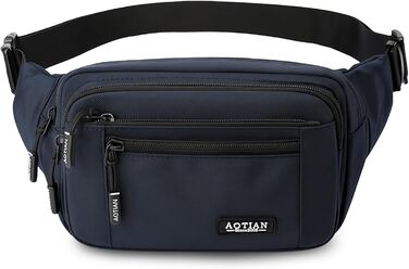 Поясна сумка на пояс для чоловіків та жінок, сумка на пояс з блискавкою, багатофункціональна сумка через плече, 5 відділень, спортивна сумка на стегно для активного відпочинку, туризму, кемпінгу, велоспорту (#1 Синій-a)