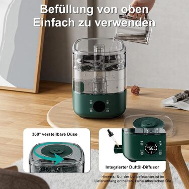 Увлажнитель воздуха Vankarr 5L, ультразвуковий, 28dB, с поворотним соплом 360°, для детей, офиса, растений, белый (Зеленая Интеллектуальность)