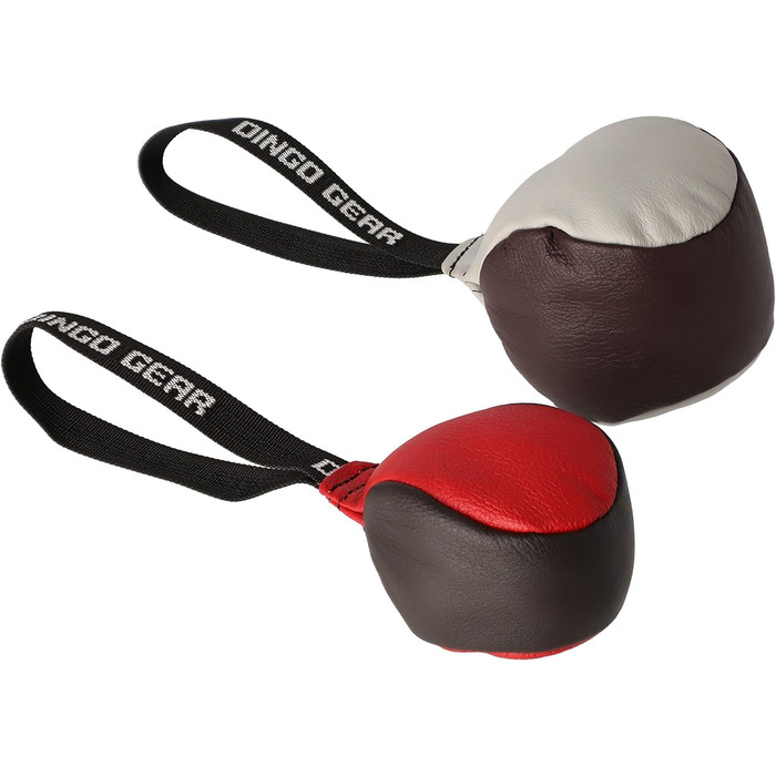 Dingo Gear м'яч для собак із ручкою зі шкіри, для тренування укусу, набір 8 см + 11 см, різнокольоровий