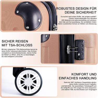 Набір валіз 3er - міцні валізи з ABS-корпусом, TSA-замок, розширюваний об'єм - M, L, XL, захист кутів, 360° колеса, телескопічна ручка, підходить для ручної поклажі & можна складати (персиковий)