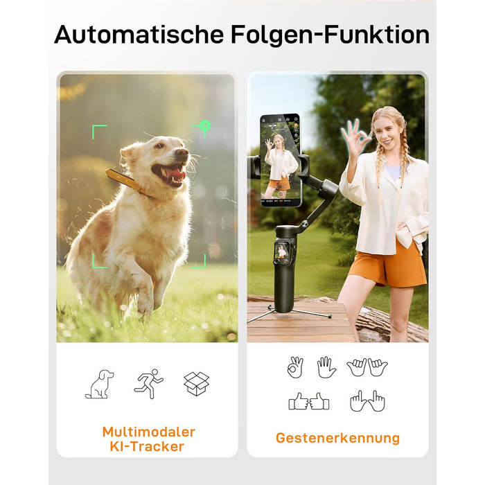 iSteady V3 Ultra: Стабілізатор для смартфона з AI-трекером, сенсорним екраном та інтегрованою штангою. Ідеальний для зйомки Vlog та TikTok