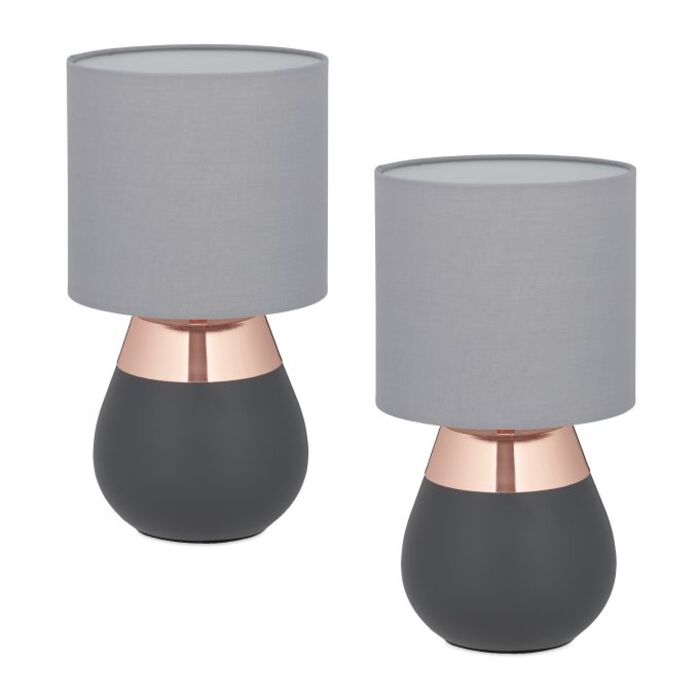 Relaxdays Table Lamp with Fabric Shade, 2-Piece Set