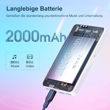 MP3-плеєр MECHEN на Android 9.0 з Wi-Fi та Bluetooth, 4-дюймовий сенсорний екран, підтримка Spotify, Amazon Music, Audible, радіо, білий колір — ідеальний для спорту, подорожей та дітей