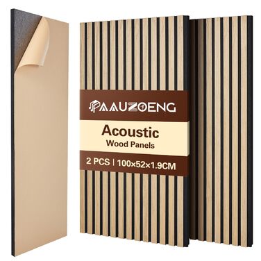 Акустичні панелі з натурального шпона дуба, самоклеючі (набір 2 шт, 100x52 см) для шумоізоляції та декору стін у вітальні, офісі та спальні