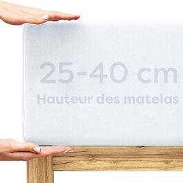 Wolkenfeld Box Spring Bed Fitted Sheet 180x200cm up to 200x220cm - up to 40cm Mattress Height - Premium Cotton Bed Sheet 180x200 | 180x220 | 200x200 for Box Spring and Water Beds - White