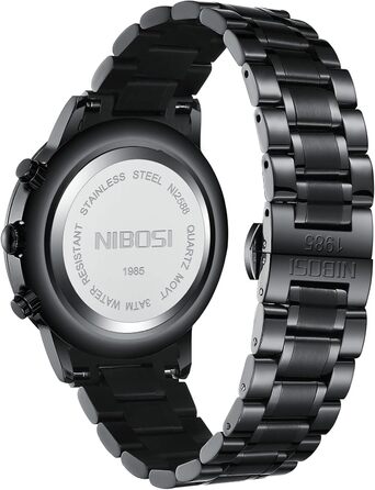 Чоловічий годинник NIBOSI: аналоговий хронограф, бізнес-стиль, водонепроникний, з нержавіючої сталі, для молоді (чорний)