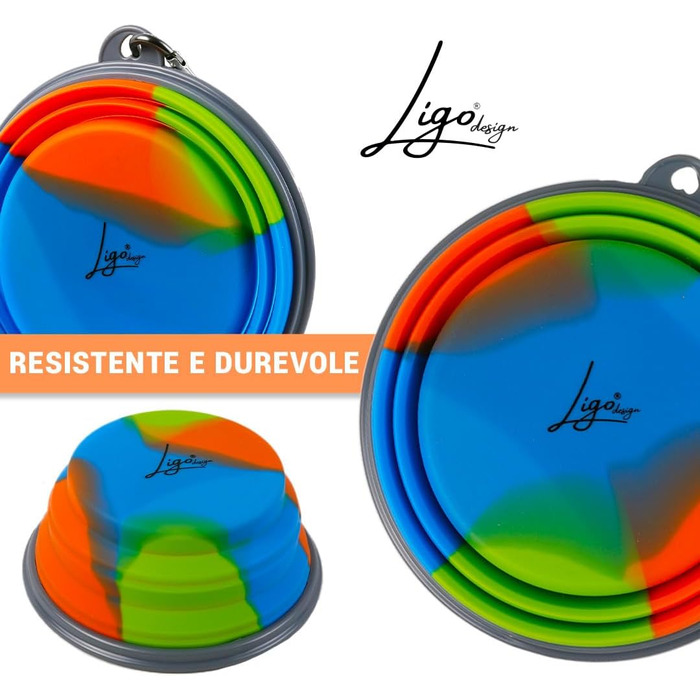 Набір мисок для собак Ligo EBBY (2 шт.) - дорожні, складні, 650 мл, темно-сірий