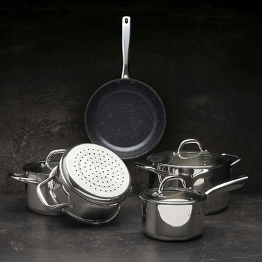 Набір посуду Starke Pro Treviso 10 предметів: каструлі для індукції та газу, сковорода та пароварка