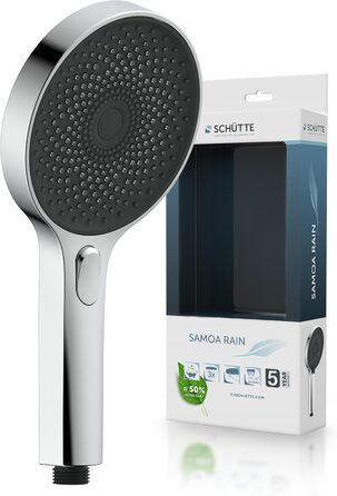 SCHÜTTE Handshower SAMOA RAIN | Jet Stream Technology | Showerhead with over 300 nozzles | 3 adjustable spray patterns | Anti-limescale showerhead for the shower | White (Chrome)