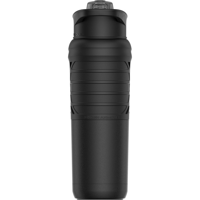 Under Armour Stainless Steel Water Bottle, Insulated, Carabiner Clip, Leak-Proof, for Kids and Adults, All Sports, Gym, 680 ml (Standard Size, Solid Black)