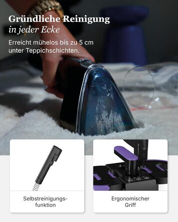 Професійний мийний пилосос Motionflow PRO з паровою функцією – 1700W, для килимів, меблів та авто. Самоочищення, пароочисник для дому та офісу