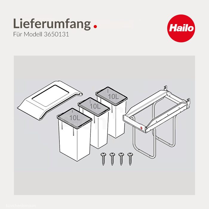 Відро для сміття Hailo Tandem 3650103 (2 секції) з мішками (50 шт.) для кухонних шаф (від 300 мм) з висувною ручкою, срібно-антрацитовий колір