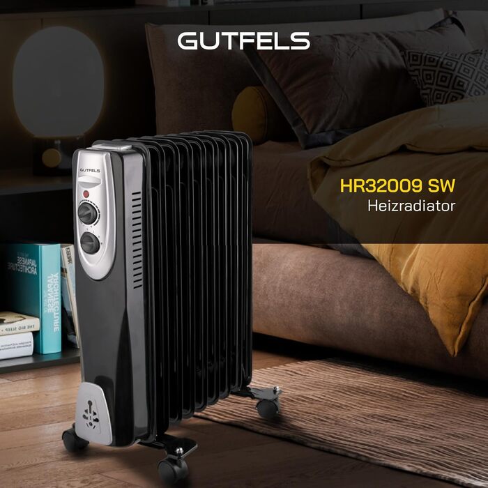 Масляний радіатор Gutfels HR 32007 sw - 1500 Вт, 3 режими, чорний (9 ребер)