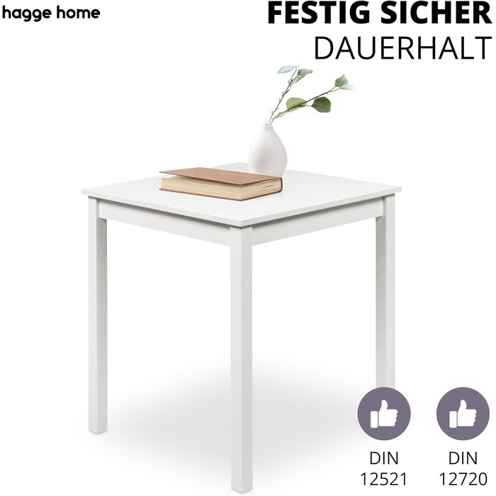 Обідній стіл Hagge Home з дерева, компактний кухонний стіл 70x70 см, коричневий, для їдальні та кухні
